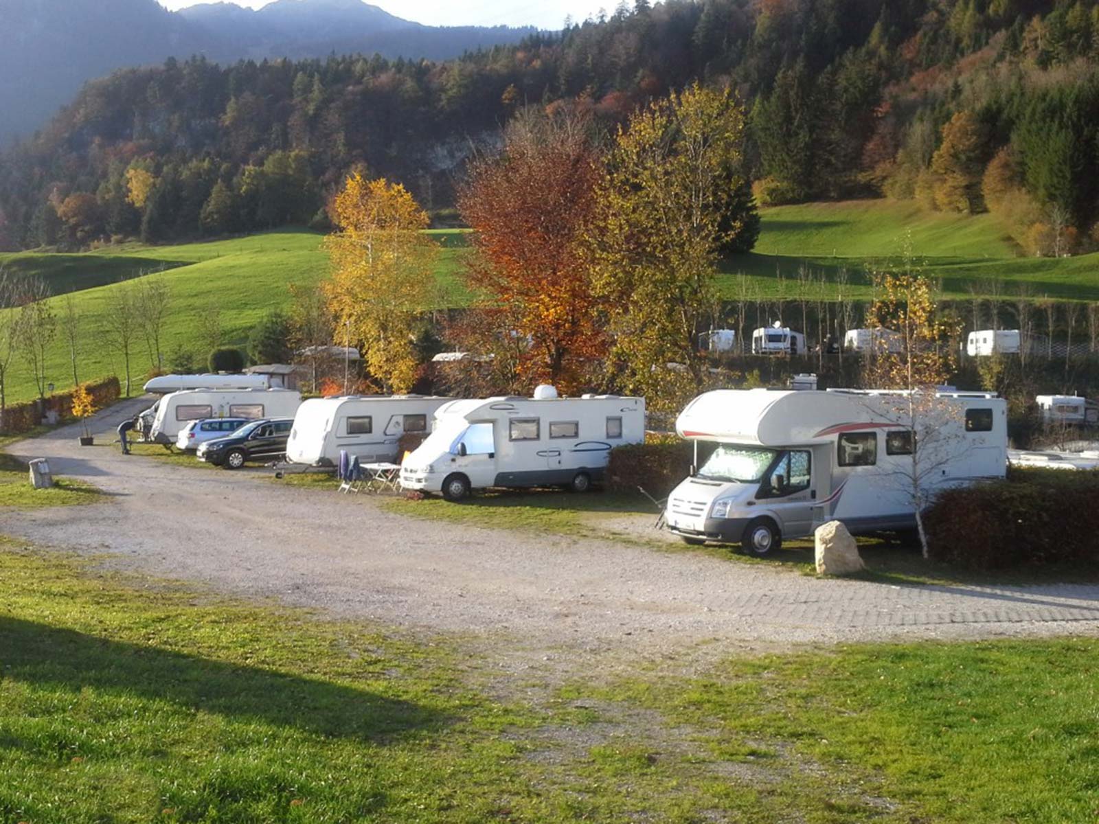 Sonnenplatz im Herbst am Camping Stadlerhof